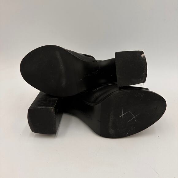 Zara Women's Black Leather Open Toe Ankle Buckle Heels Size 37 / 6.5 - Picture 8 of 9